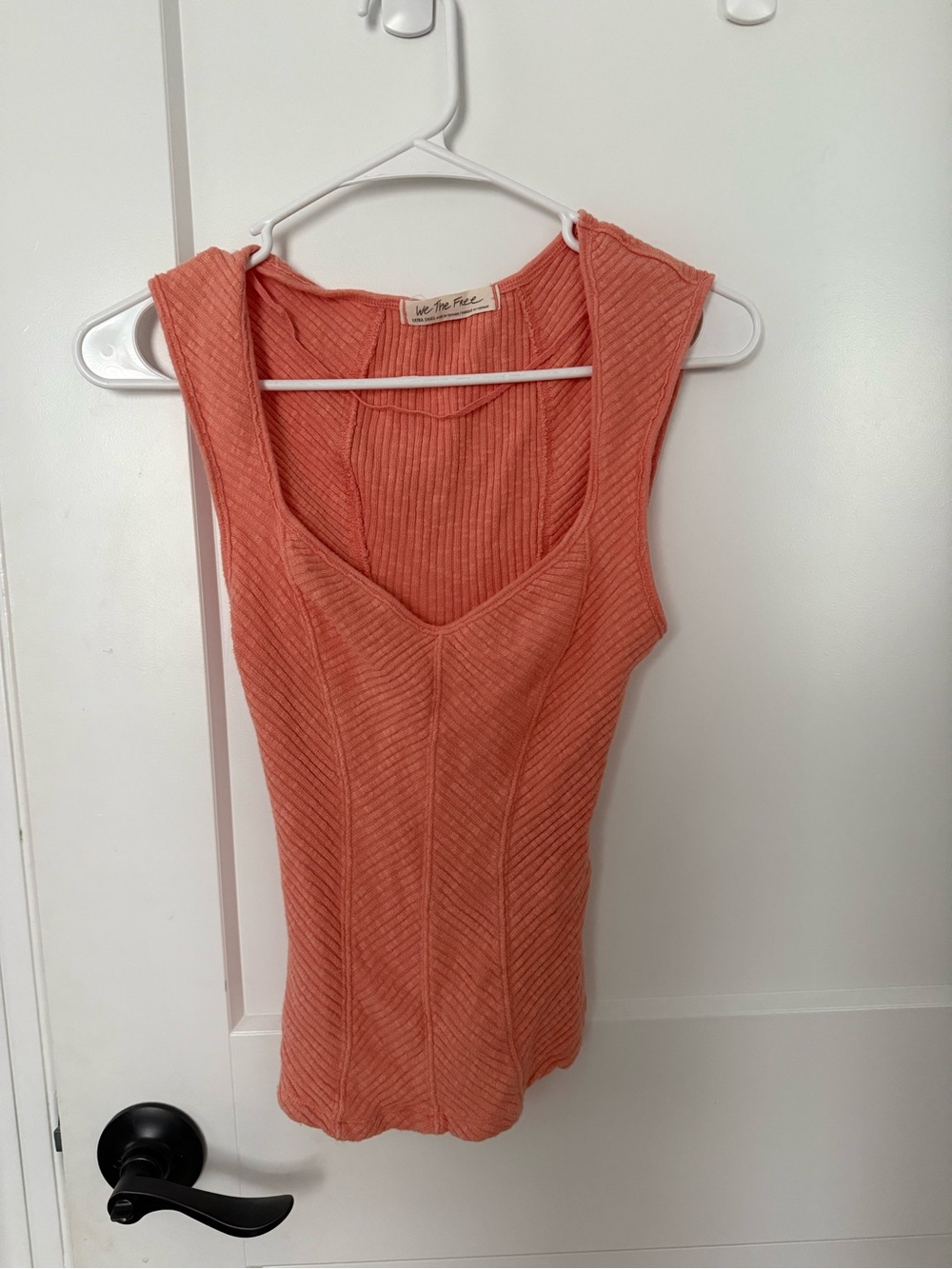 Free People Coral Ribbed Scoop Neck Tank